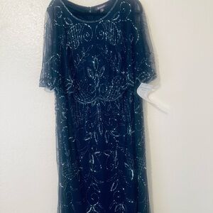 Roaman's Navy Blue Maxi Dress with Silver Embellishments